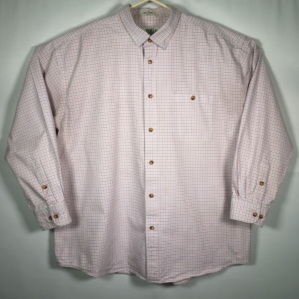 Orvis XXL 100% Cotton Button Down Checker Shirt